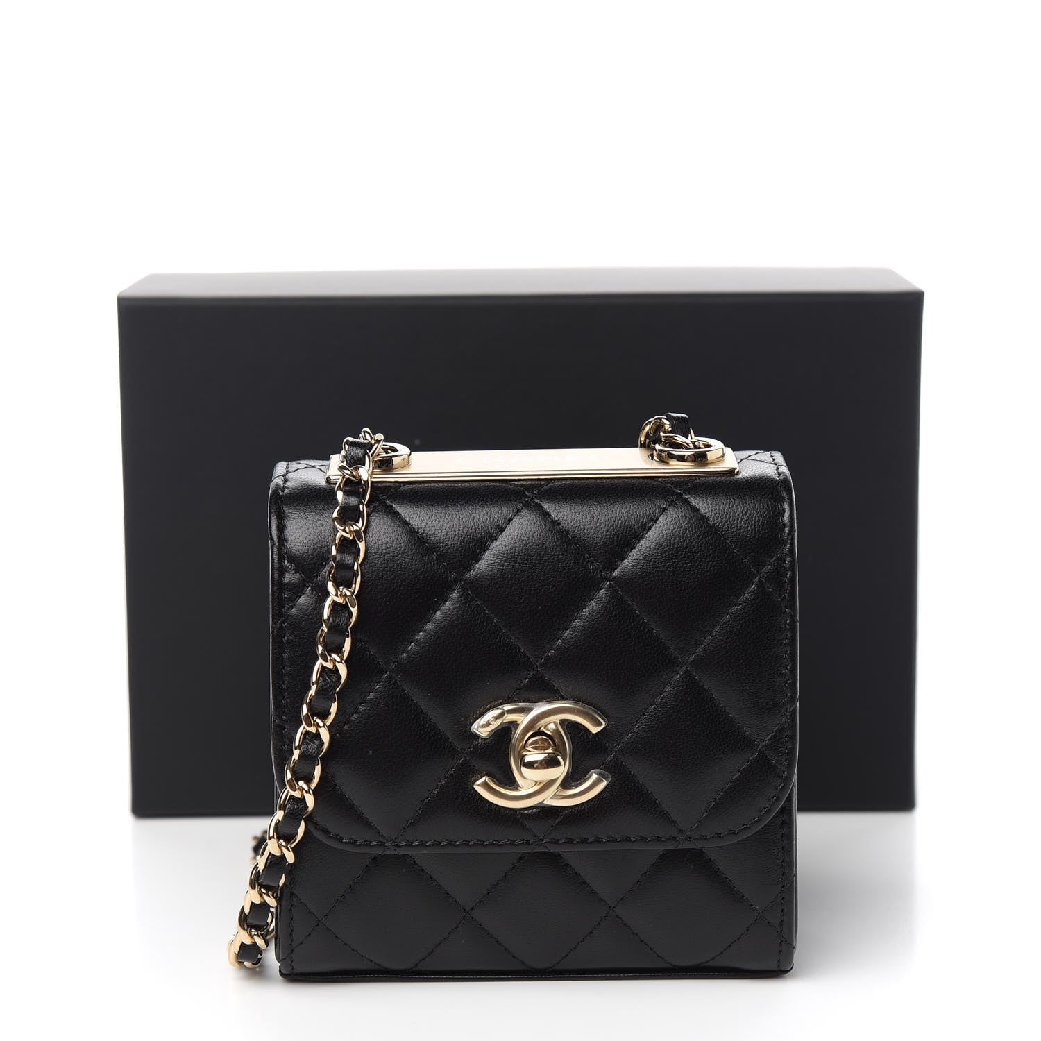 Chanel Lambskin Quilted Mini Trendy CC Chain Wallet Black 9 of 9