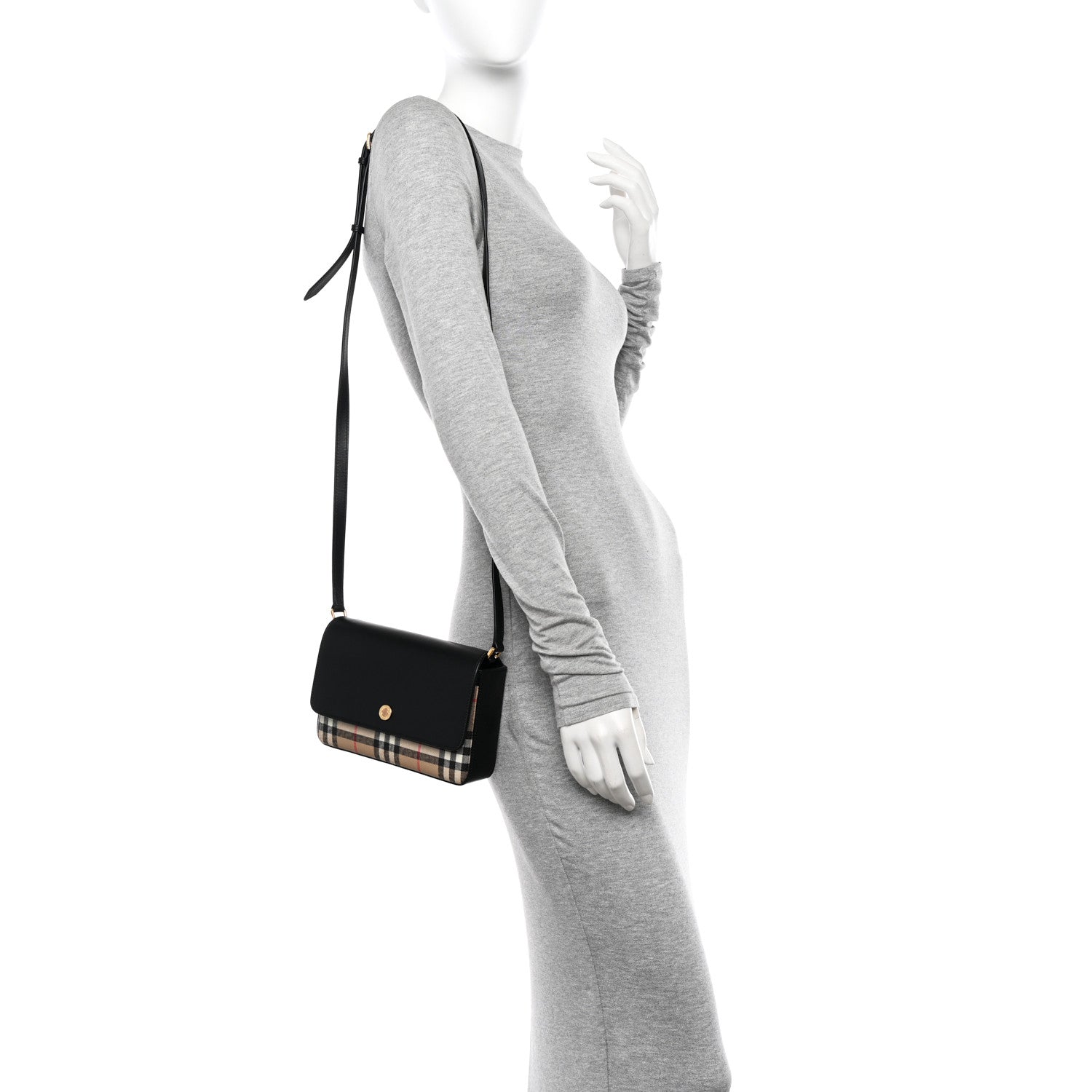 Burberry Calfskin Vintage Check New Hampshire Bag Black 2 of 11