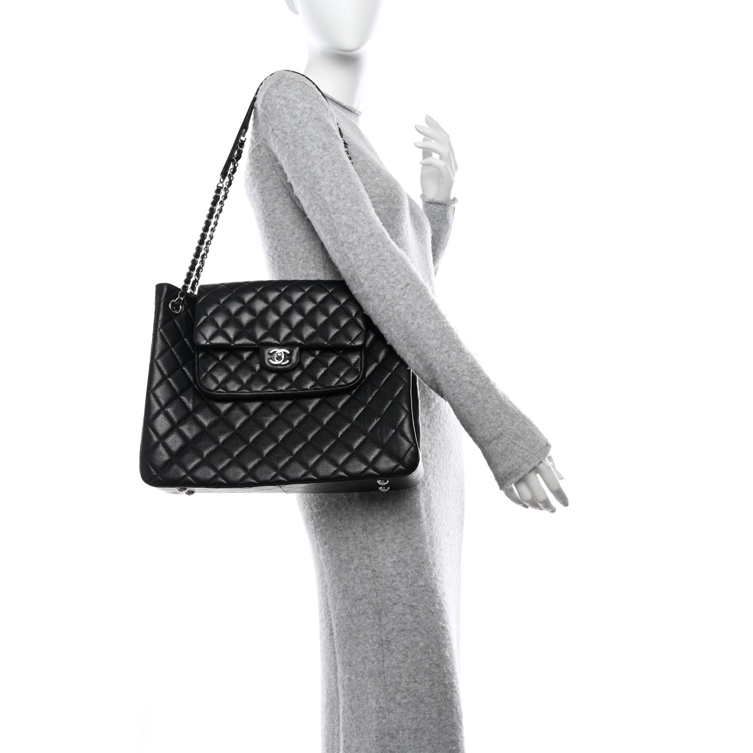 Chanel Caviar Quilted Flap Tote Black 2 of 11