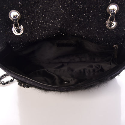 Chanel Tweed Faux Fur Patchwork Jumbo Single Flap Black 7 of 10
