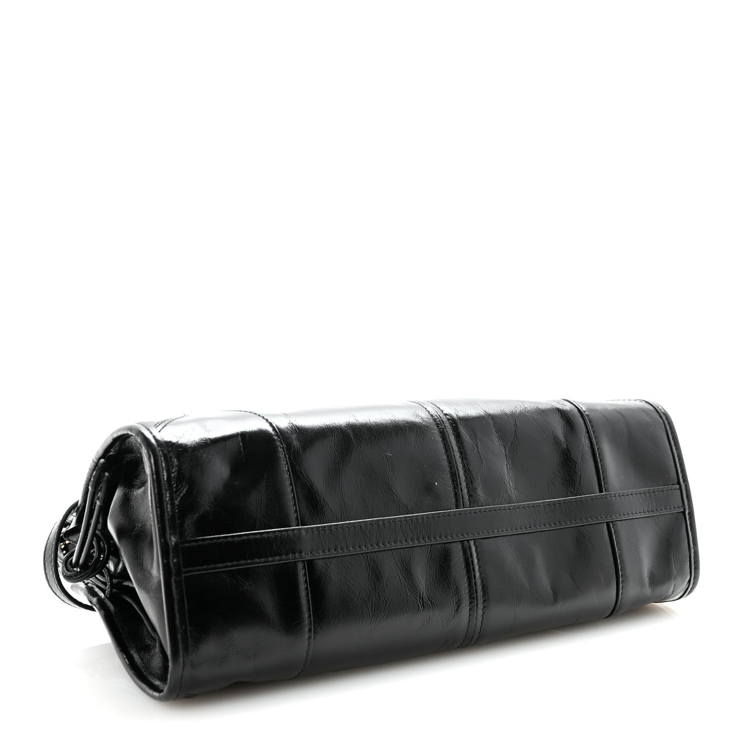 Glossy Calfskin Triangle Medium Bonnie Shoulder Bag Black