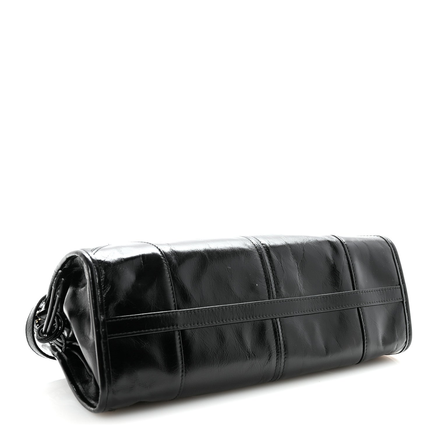 Prada Glossy Calfskin Triangle Medium Bonnie Shoulder Bag Black 4 of 9