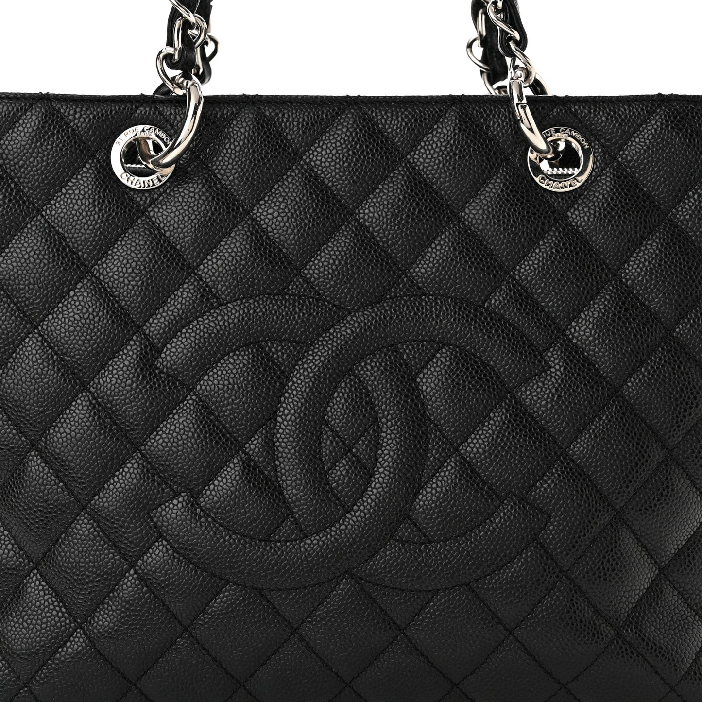 Caviar Quilted Grand Shopping Tote GST Black