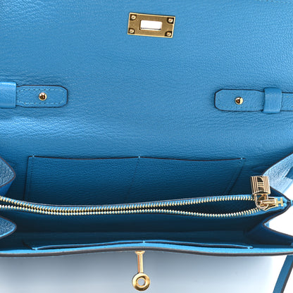 Hermes Chevre Mysore Kelly Wallet To Go Bleu Zanzibar 5 of 10