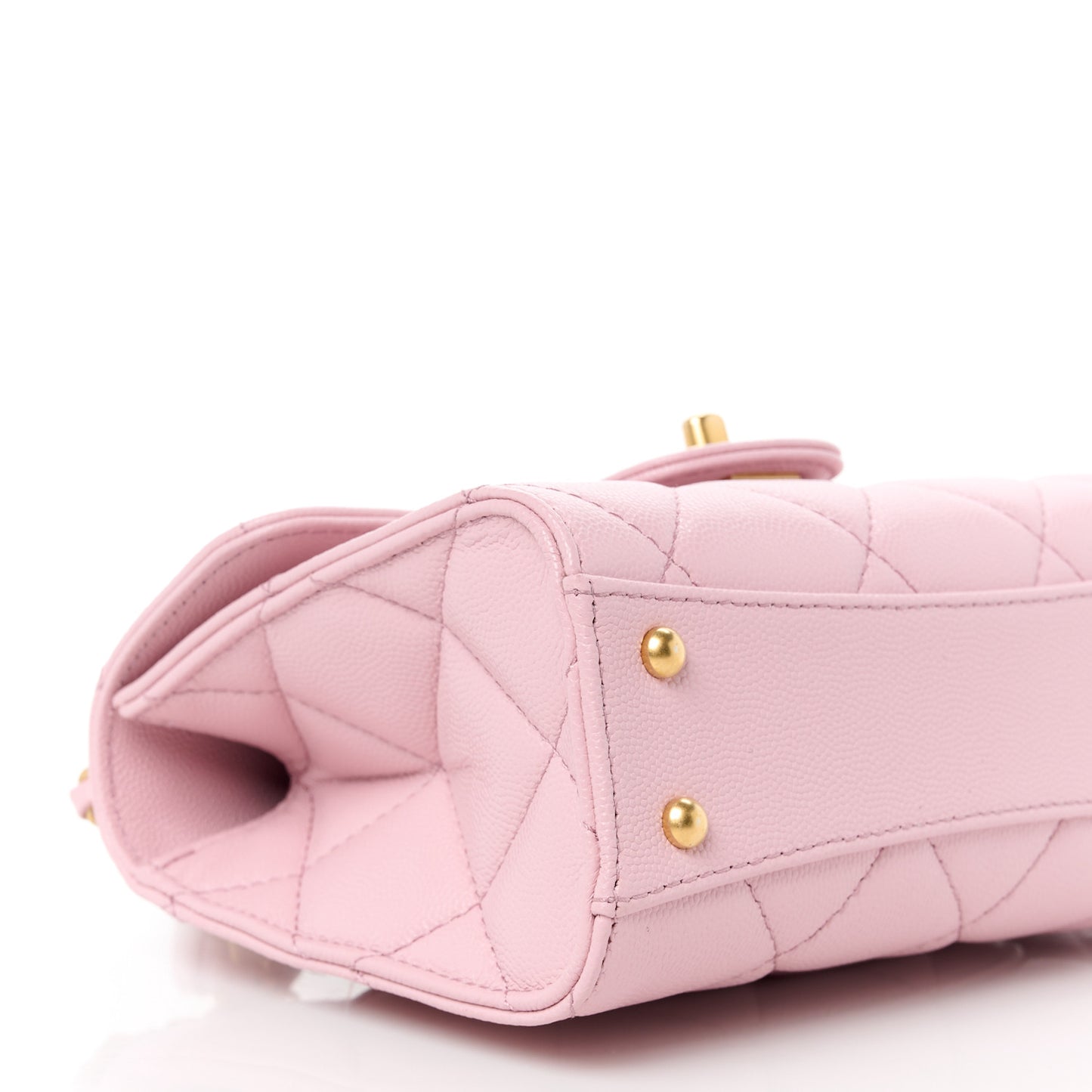 Shiny Caviar Quilted Mini Top Handle Flap Pink