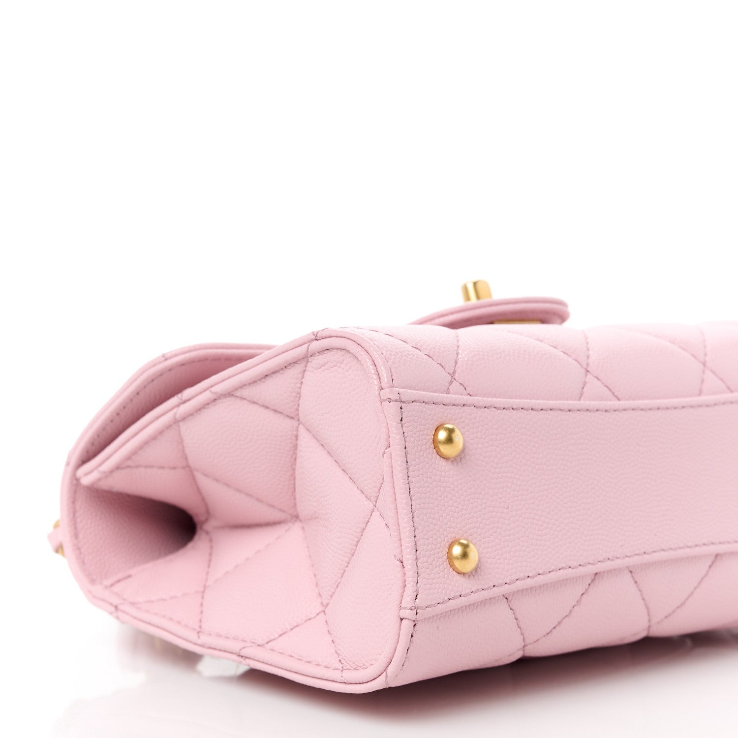 Chanel Shiny Caviar Quilted Mini Top Handle Flap Pink 10 of 12
