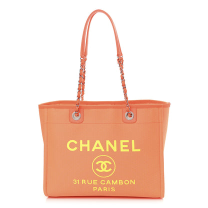 Chanel Mixed Fibers Calfskin Small Deauville Tote Orange Yellow 1 of 10