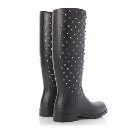 Saint Laurent Rubber Crystal Studded Festival Rain Boots 38 Black 4 of 8