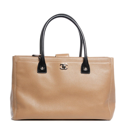 Chanel Calfskin Cerf Executive Shopper Tote Beige Black 1 of 8