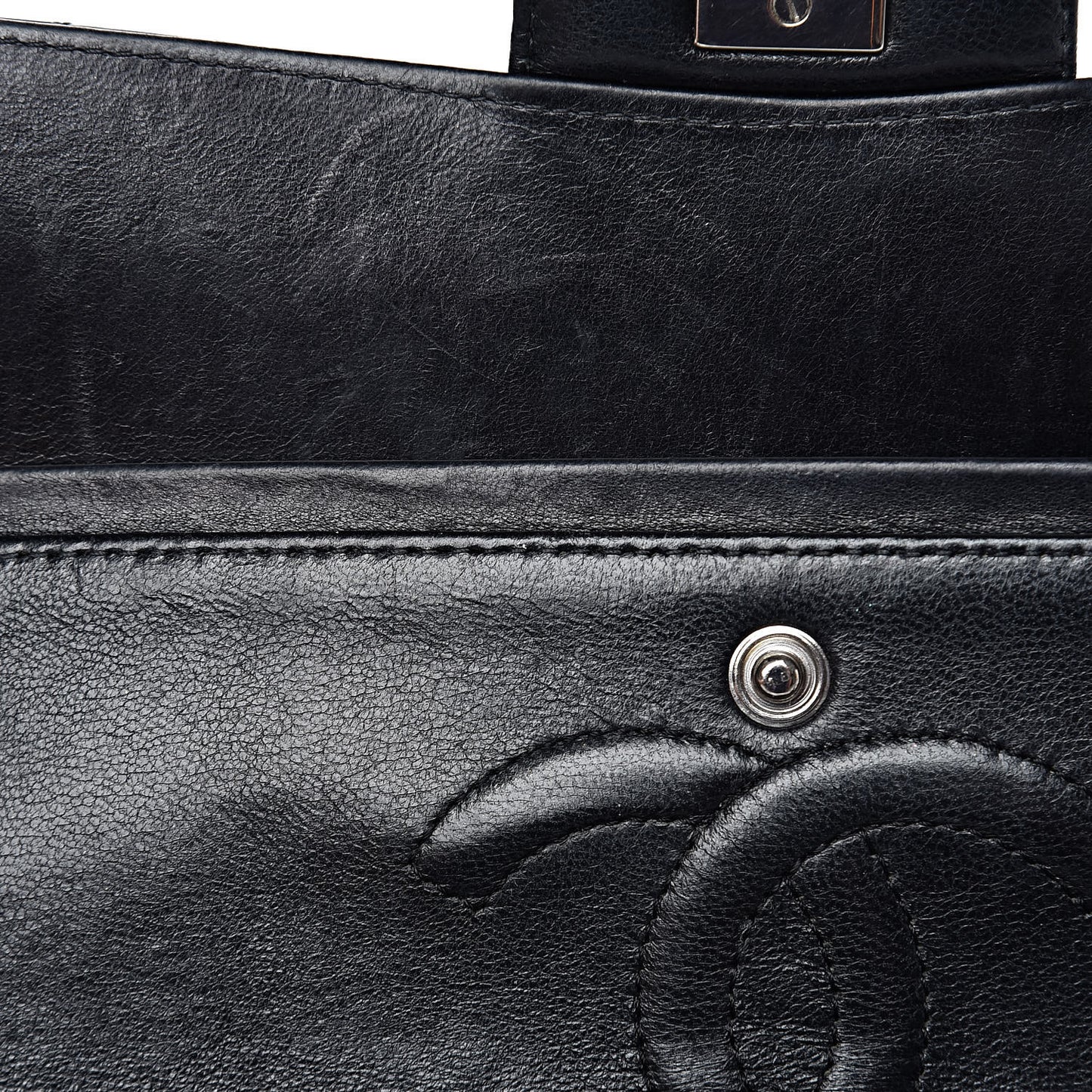 Patent Quilted Medium Double Flap Black