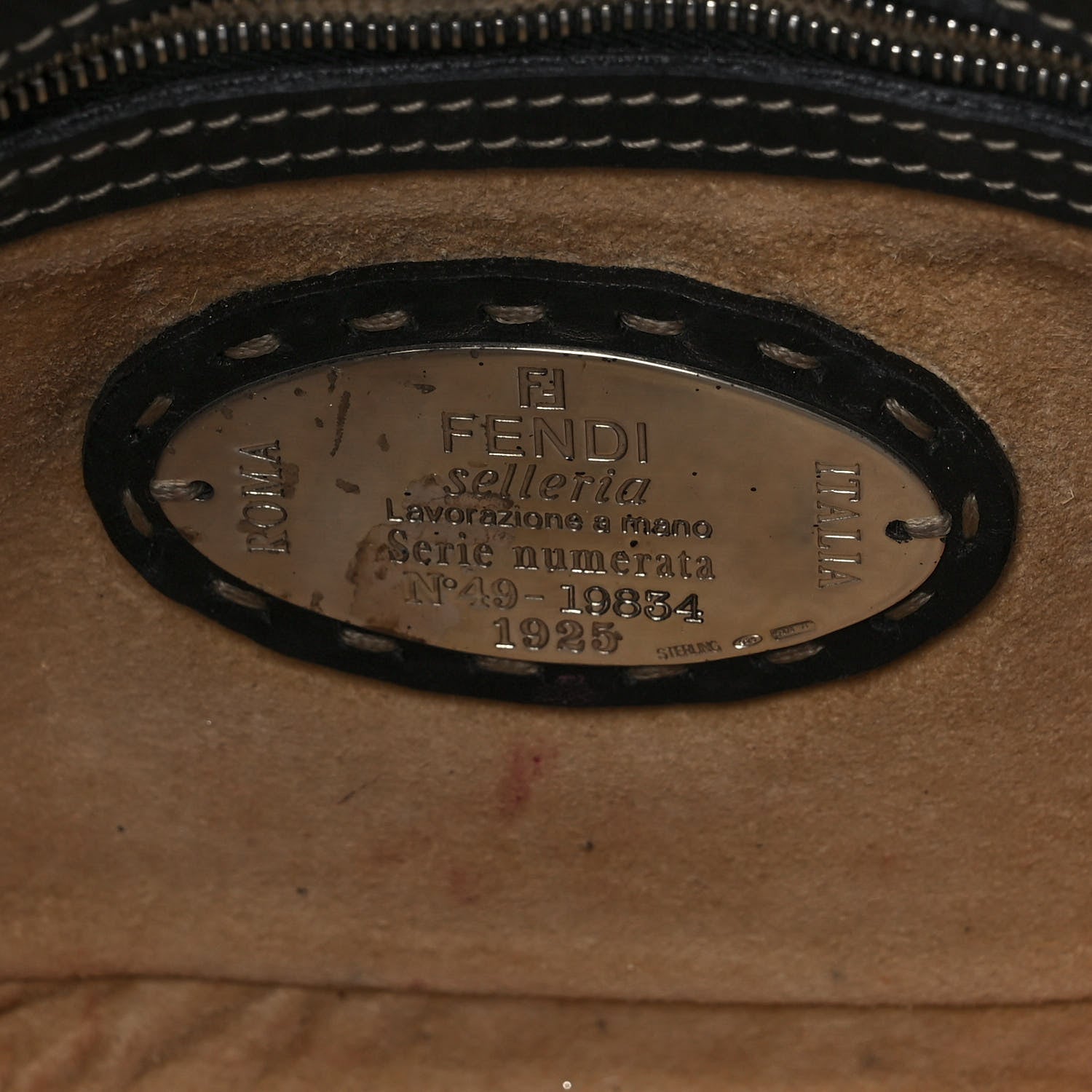 Fendi Calfskin Romano Selleria Baguette Black 6 of 11