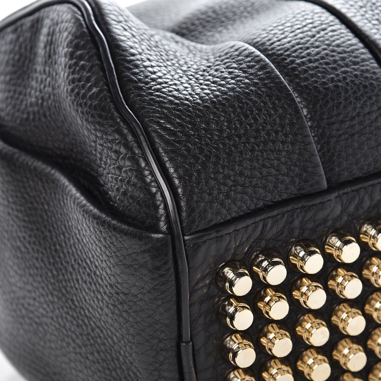 Pebbled Lambskin Rocco Black Pale Gold Hardware