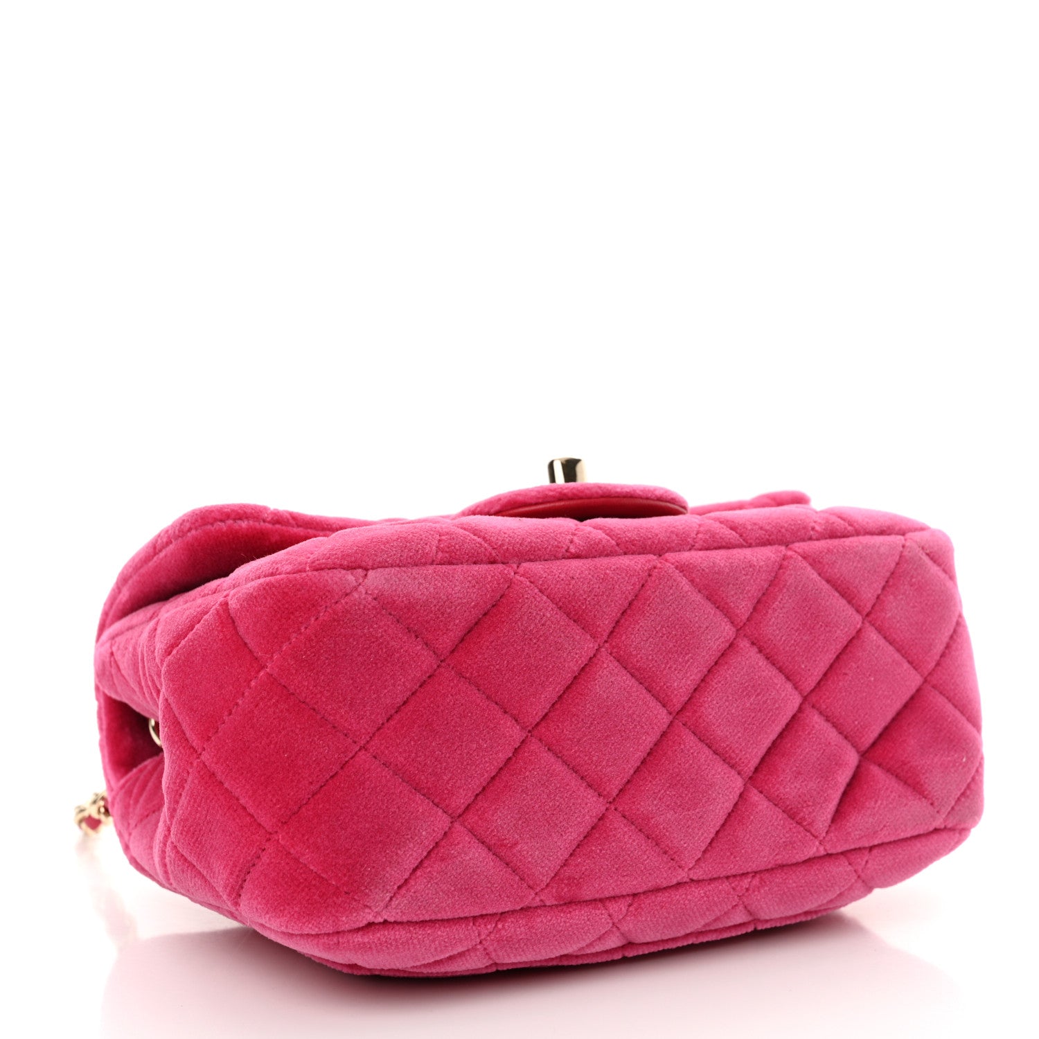 Chanel Velvet Quilted Mini Square Pearl Crush Flap Fuchsia 4 of 15