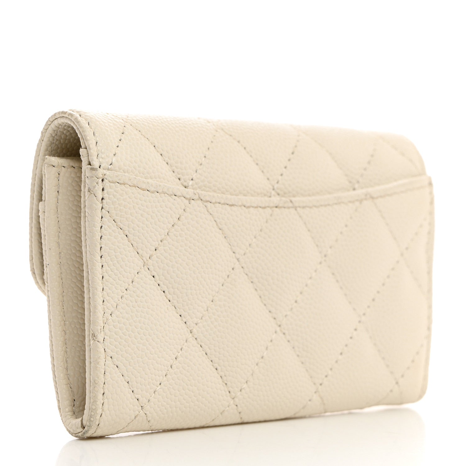 Chanel Caviar Quilted Flap Card Holder Wallet White 3 of 12