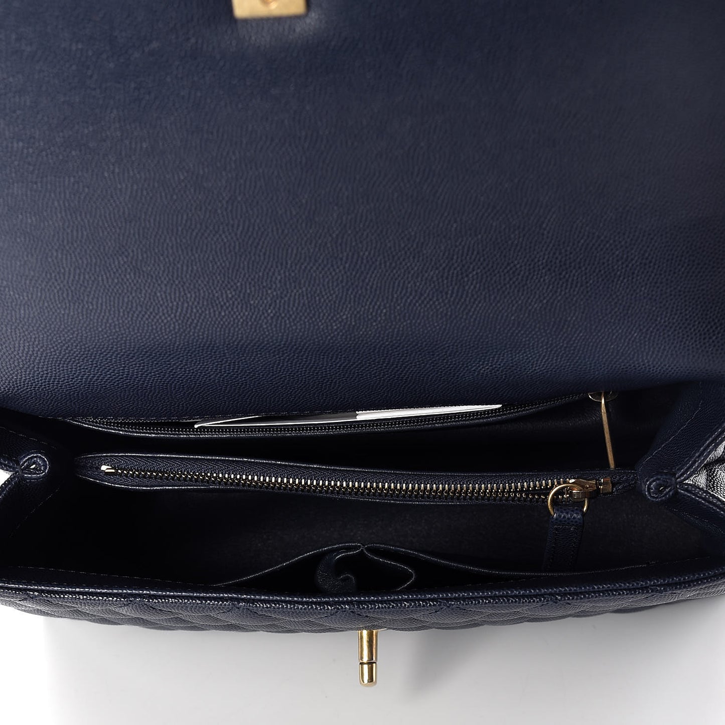 Caviar Elaphe Quilted Small Coco Handle Flap Navy