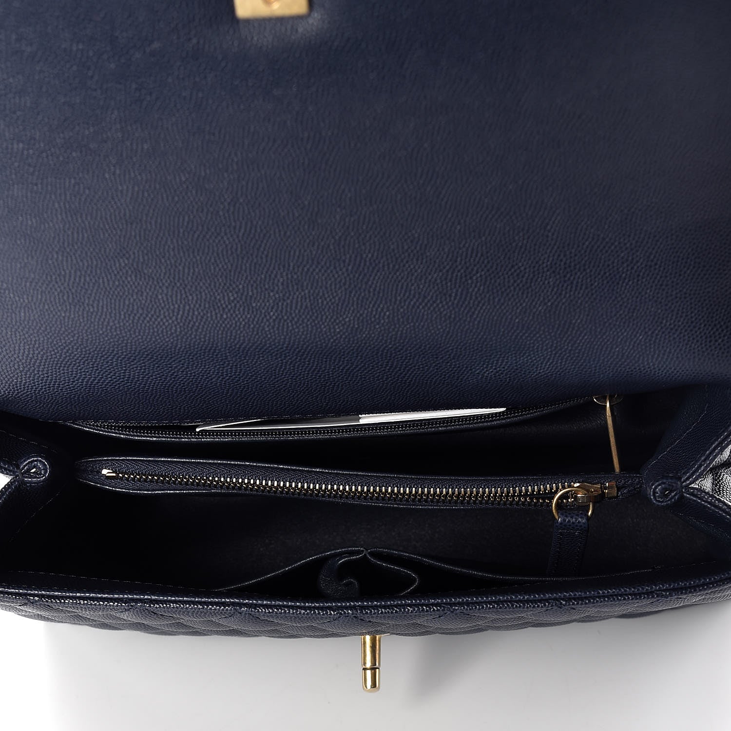 Chanel Caviar Elaphe Quilted Small Coco Handle Flap Navy 5 of 16