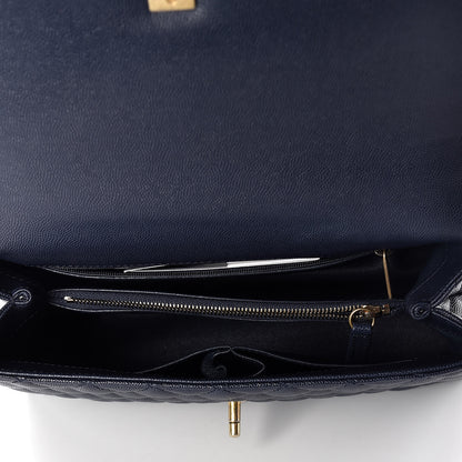 Chanel Caviar Elaphe Quilted Small Coco Handle Flap Navy 5 of 16