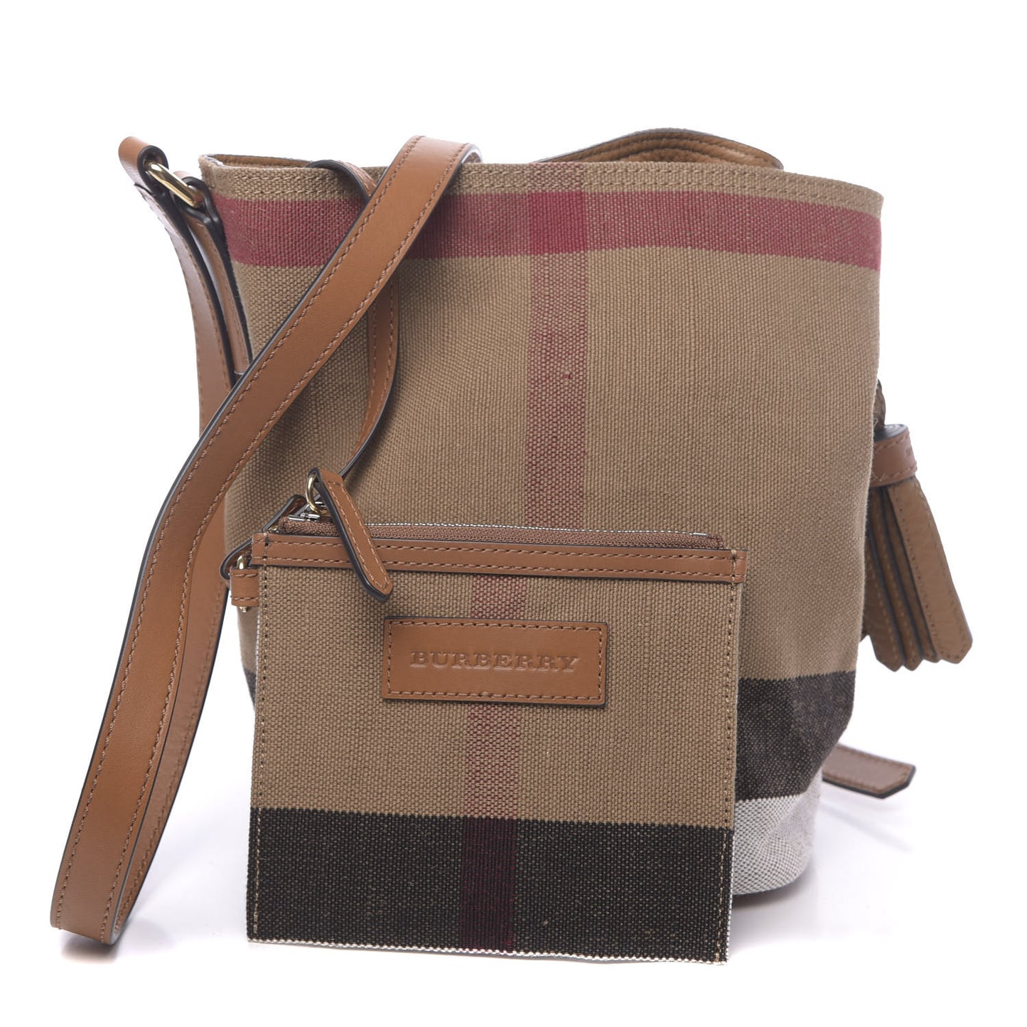 Canvas Mega Check Mini Ashby Tassel Crossbody Saddle Brown