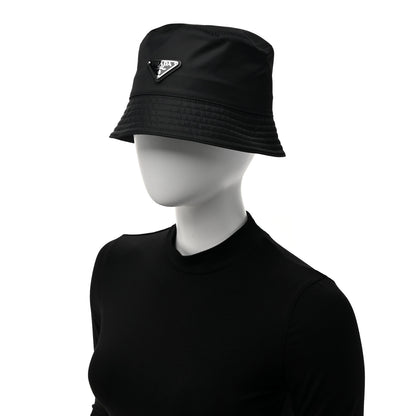 Prada Re-Nylon Metal Triangle Logo Mens Bucket Hat L Black 2 of 8
