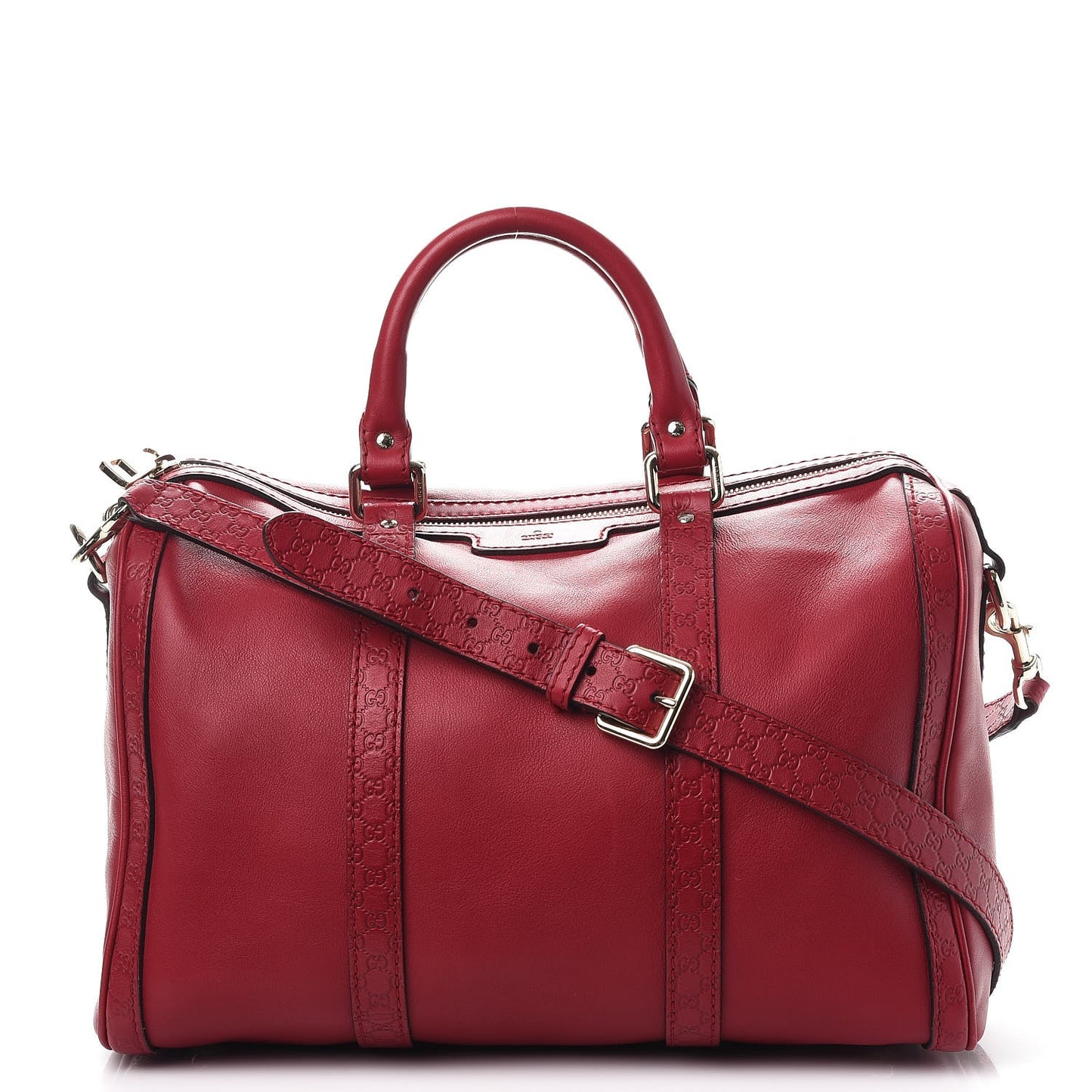 Calfskin Microguccissima Trim Medium Boston Raspberry Red