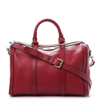 Gucci Calfskin Microguccissima Trim Medium Boston Raspberry Red 1 of 12