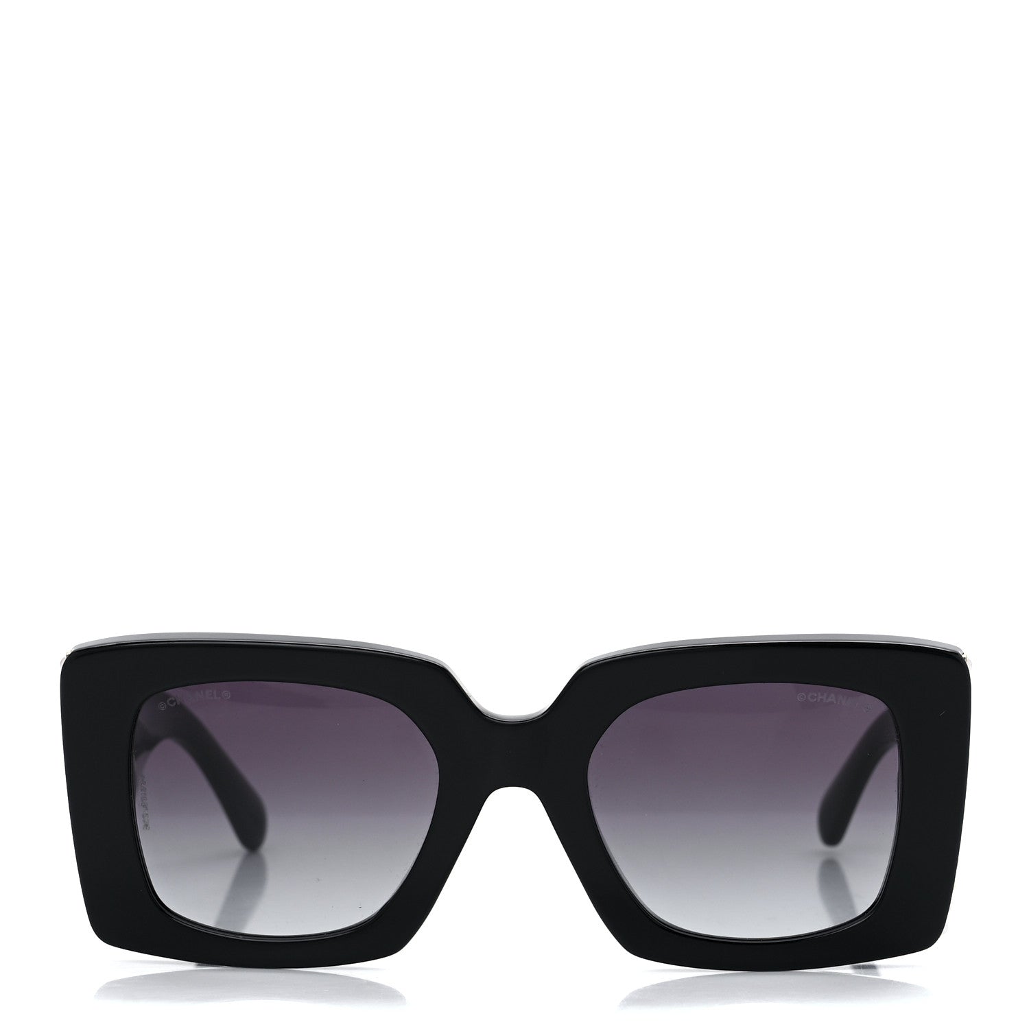 Chanel Acetate Pearl Rectangle Sunglasses 5480-H Black 2 of 8