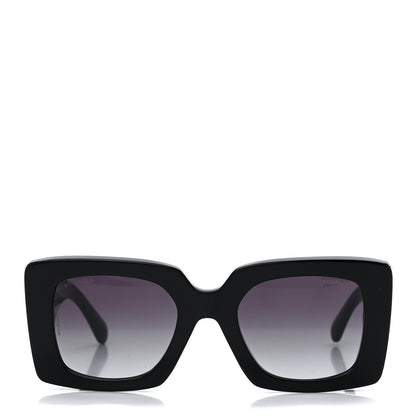 Chanel Acetate Pearl Rectangle Sunglasses 5480-H Black 2 of 8