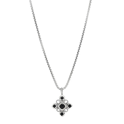 David Yurman Sterling Silver Black Onyx Diamond Renaissance Cross Pendant Necklace 1 of 4