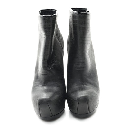 Saint Laurent Calfskin Lizard Embossed Tribtoo 105 Platform Booties 37 Black 3 of 9