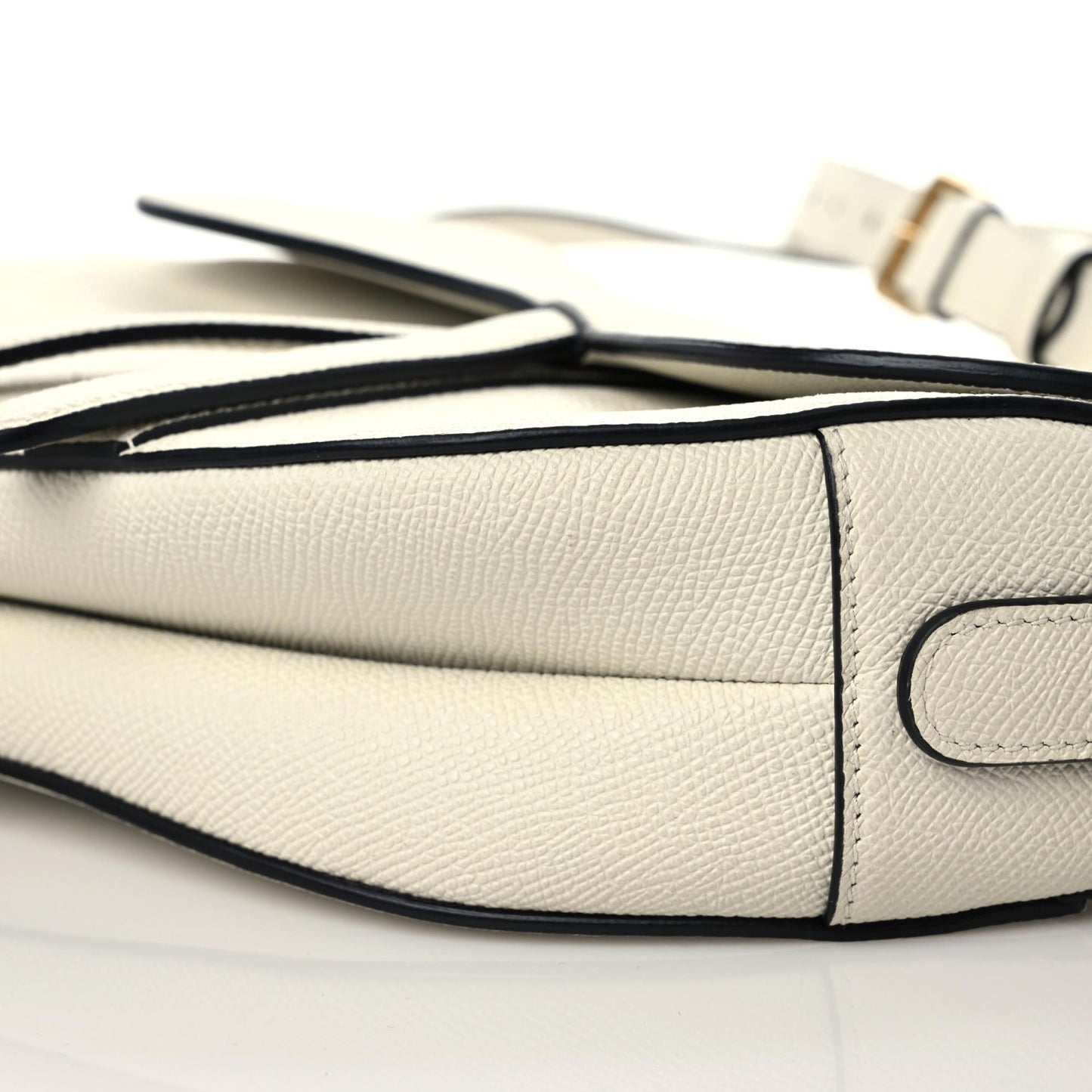 Grained Calfskin Saddle Bag With Strap Latte