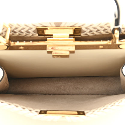 Fendi Vitello King Ceylon Shiny Nappa Woven Medium Peekaboo I SEE U Satchel White Ice 6 of 11