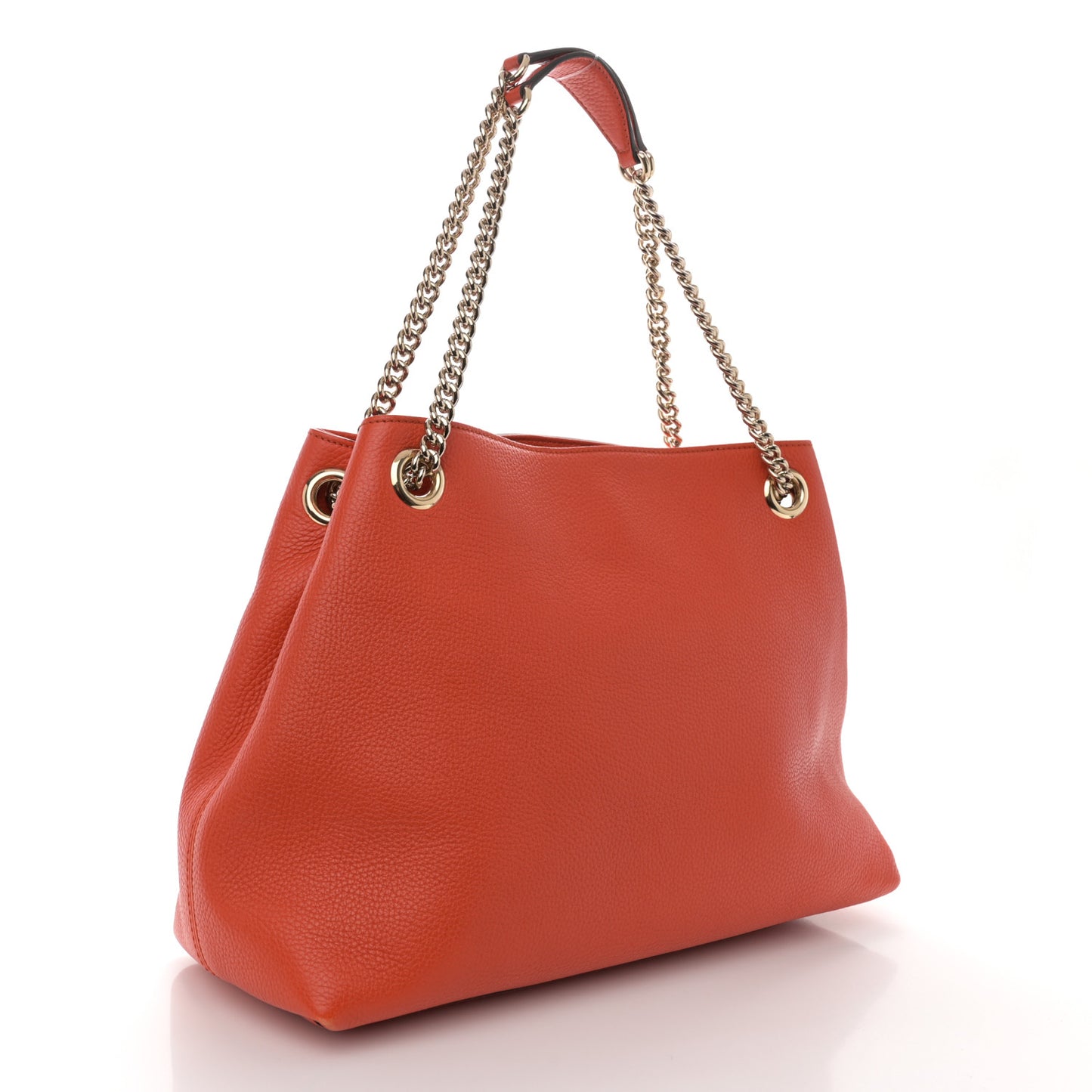Pebbled Calfskin Medium Soho Chain Shoulder Bag Sun Orange