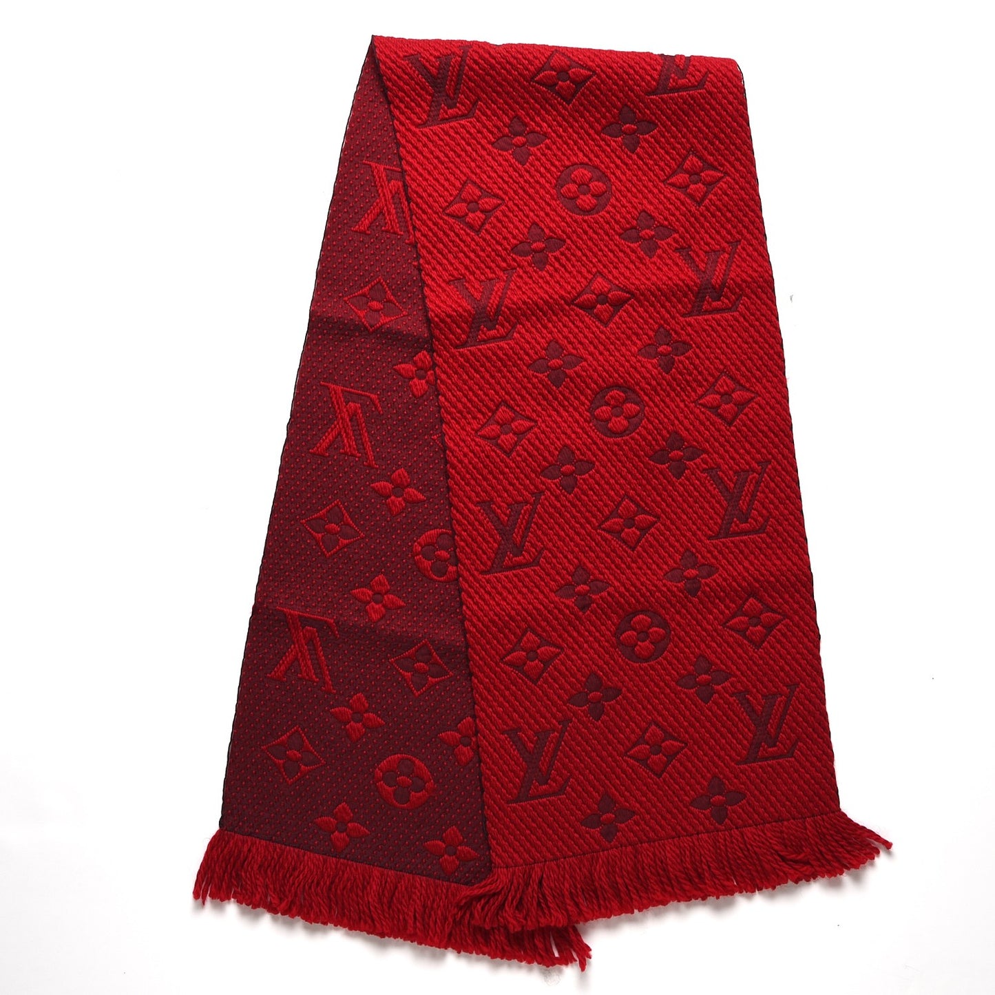 Wool Silk Logomania Scarf Rubis