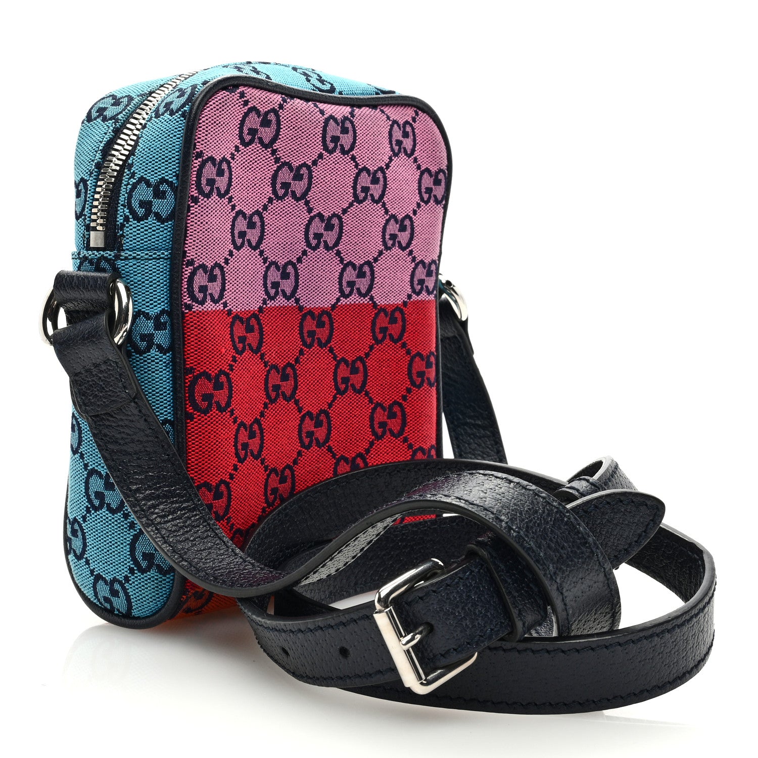 Gucci Monogram Multicolor Mini Retro Interlocking G Messenger Blue Rainbow Light Blue 3 of 10