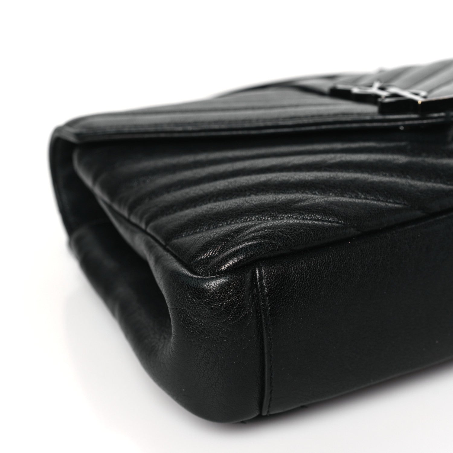 Saint Laurent Sheepskin Matelasse Chevron Monogram Monochrome Medium College Bag Black 9 of 11