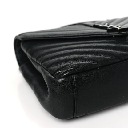 Saint Laurent Sheepskin Matelasse Chevron Monogram Monochrome Medium College Bag Black 9 of 11