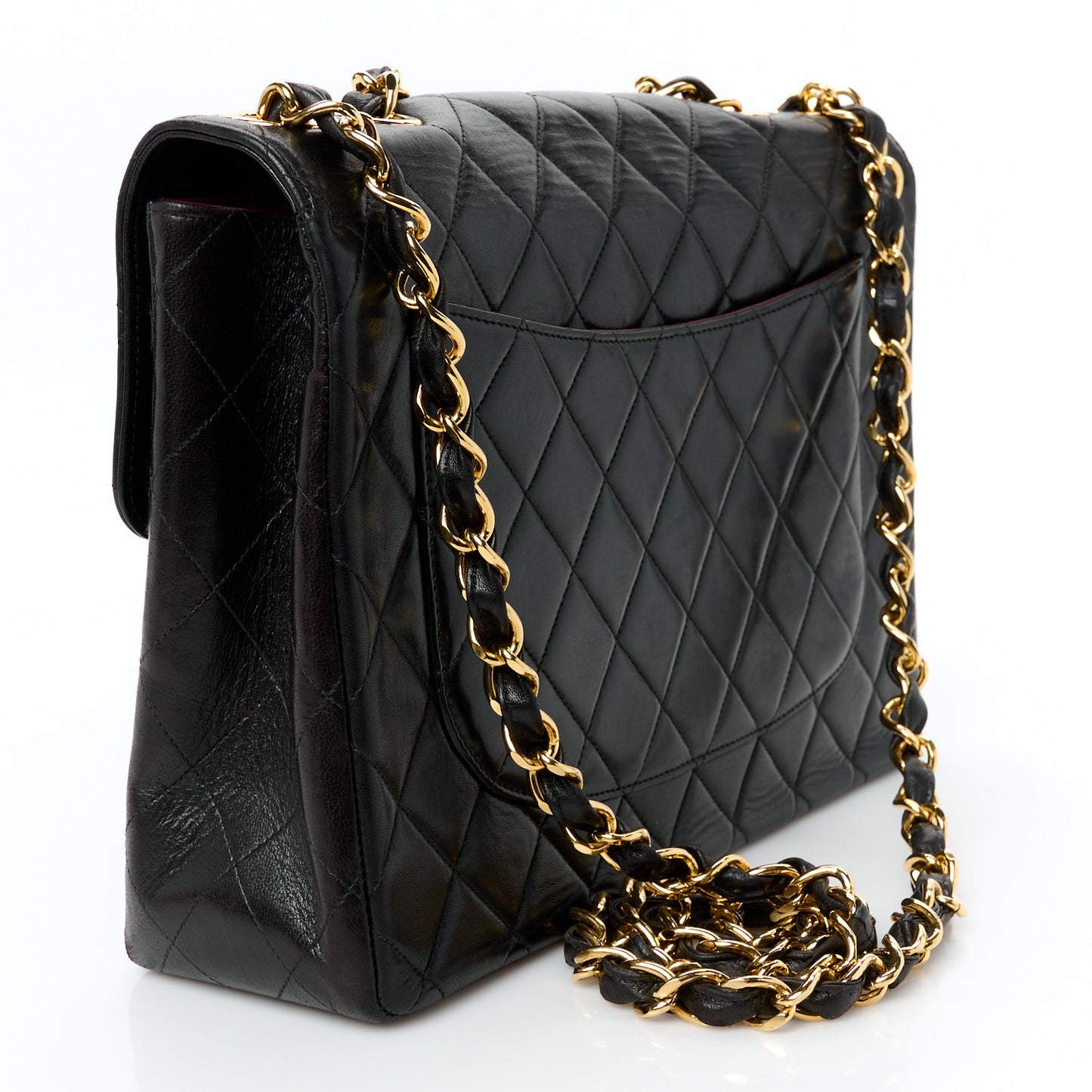 Lambskin Quilted XL Jumbo Single Flap Black