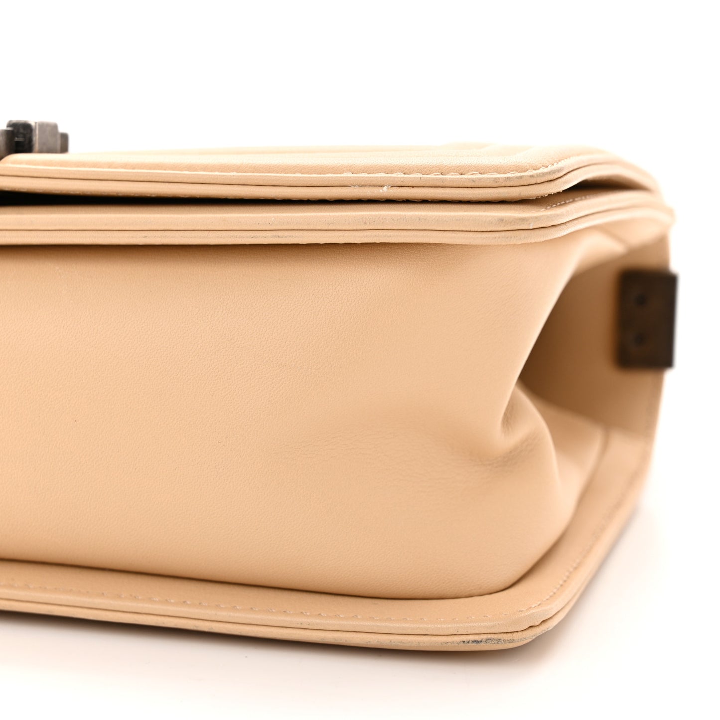 Calfskin Quilted Medium Boy Flap Beige