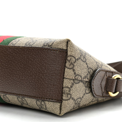 Gucci GG Supreme Monogram Textured Dollar Calfskin Web Small Ophidia Dome Shoulder Bag Beige Ebony New Acero 11 of 16