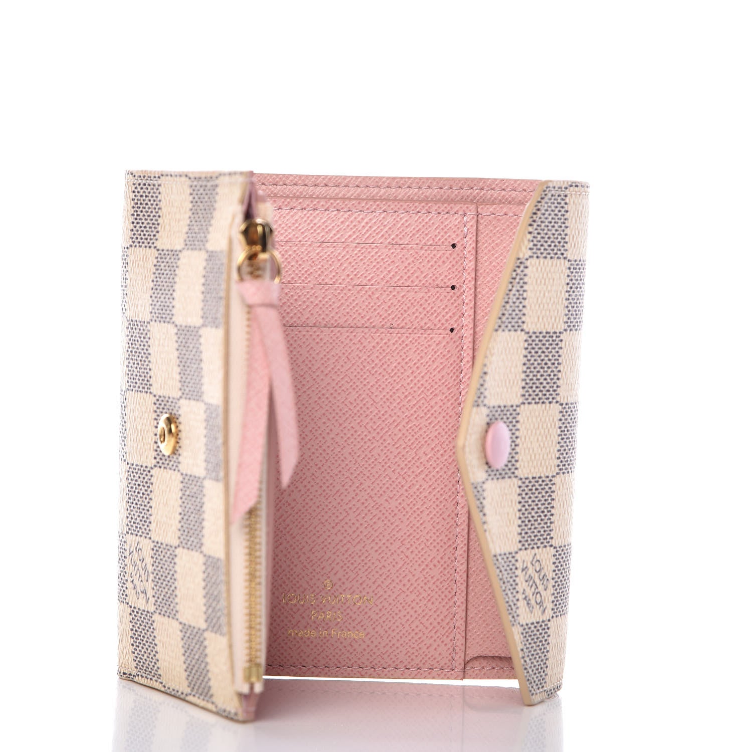 Louis Vuitton Damier Azur Victorine Wallet Rose Ballerine 5 of 10
