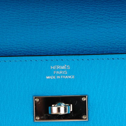 Hermes Chevre Mysore Kelly Longue Wallet Bleu Azteque 8 of 10