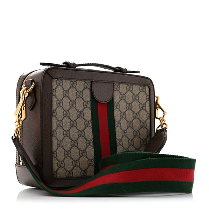 Gucci GG Supreme Monogram Web Small Ophidia Top Handle Shoulder Bag Brown 3 of 14