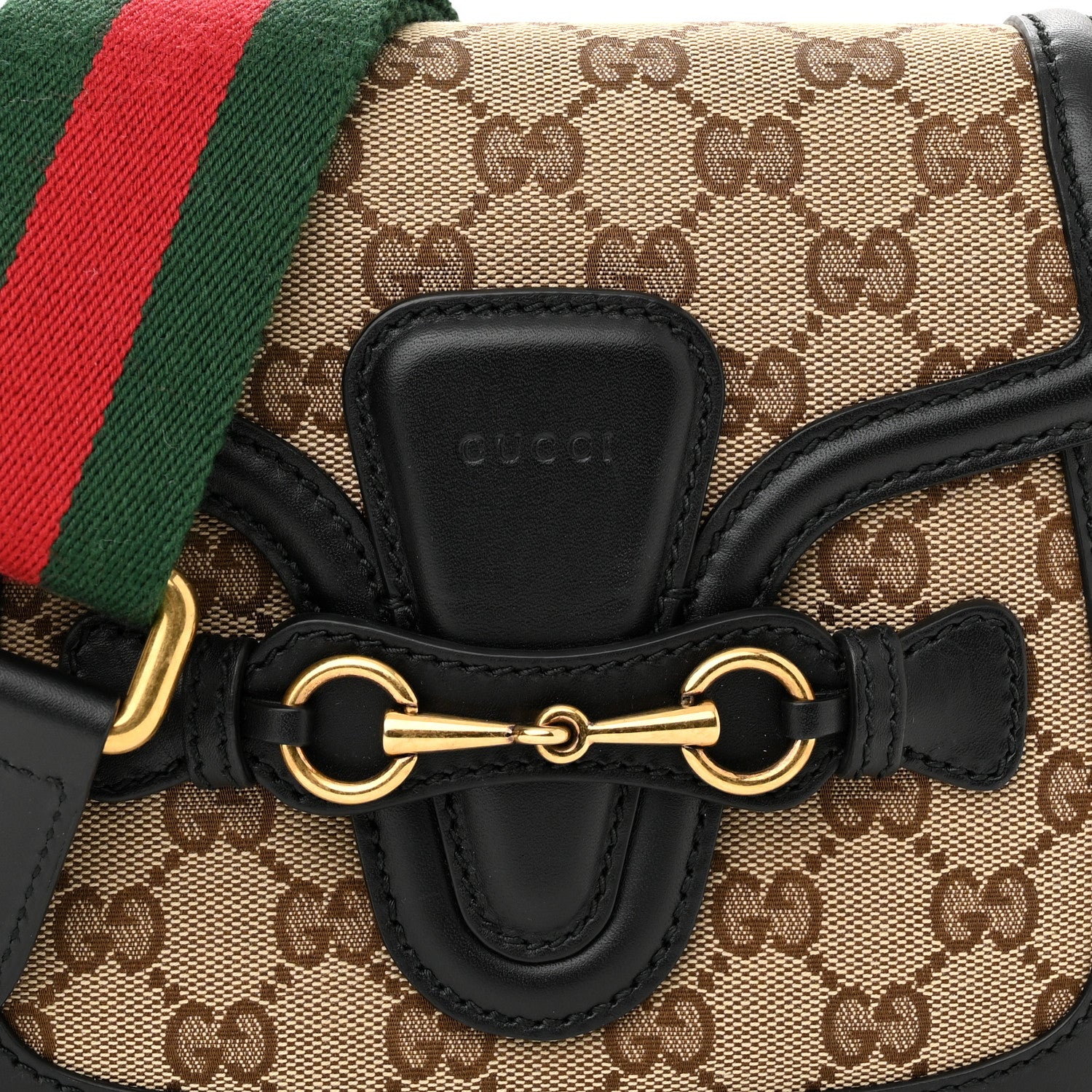 Gucci Monogram Small Lady Web Shoulder Bag Beige Black 7 of 9