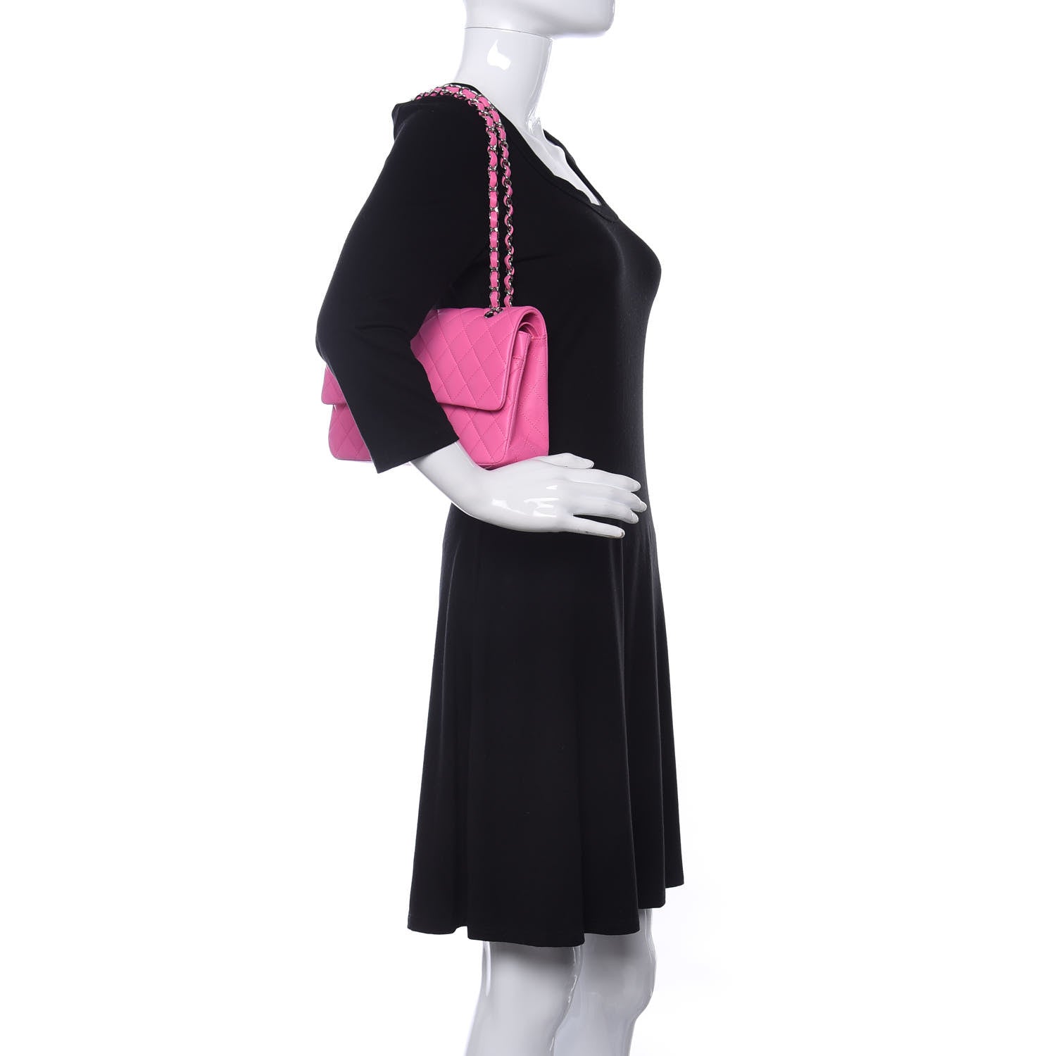 Chanel Lambskin Quilted Medium Double Flap Neon Pink 2 of 9