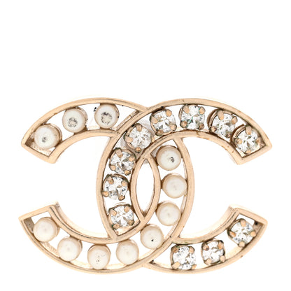 Chanel Crystal Pearl CC Earrings Gold 3 of 4