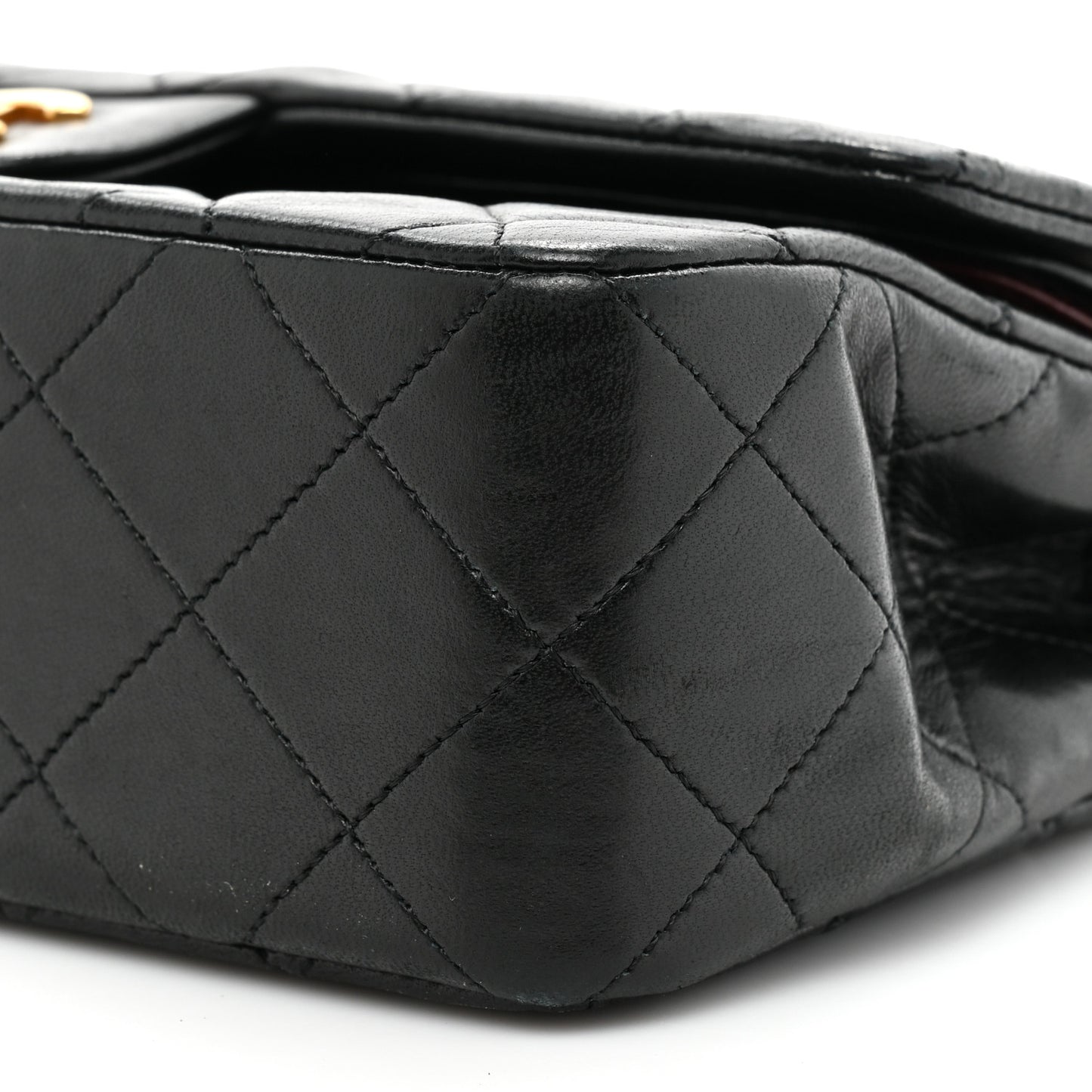 Lambskin Quilted Small Double Flap Black