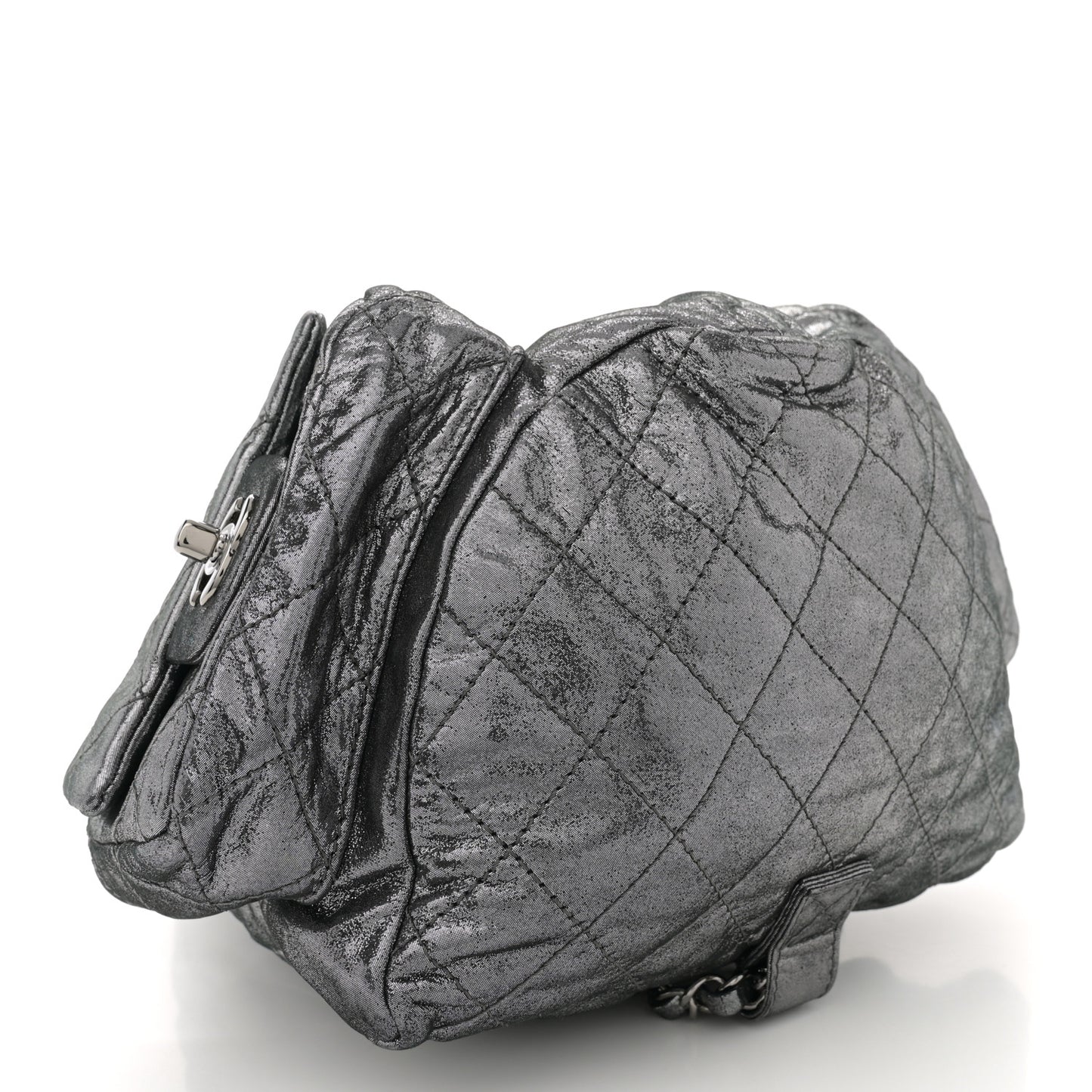 Iridescent Calfskin Backpack Is Back Dark Grey