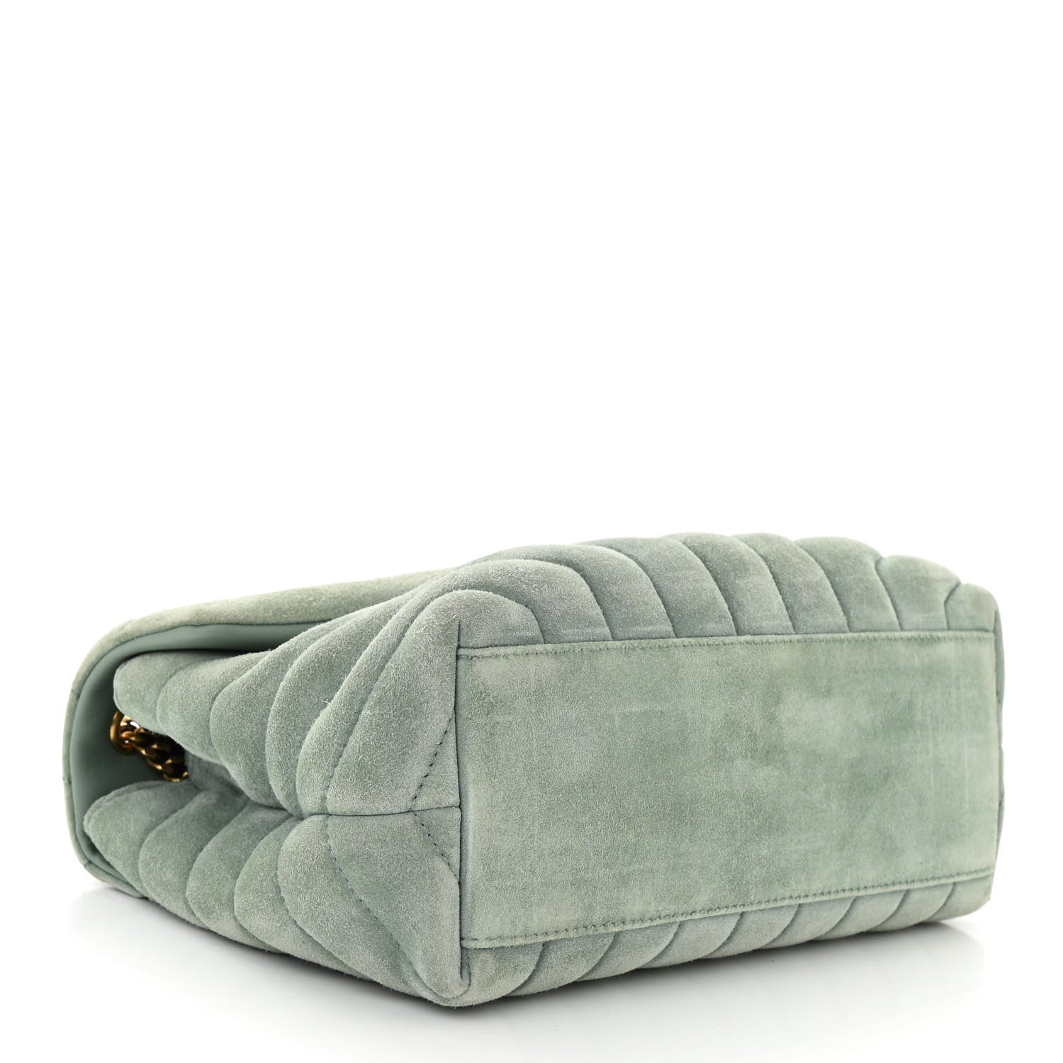 Saint Laurent Suede Calfskin Y Quilted Monogram Small Loulou Chain Satchel Vert Opaline 4 of 11