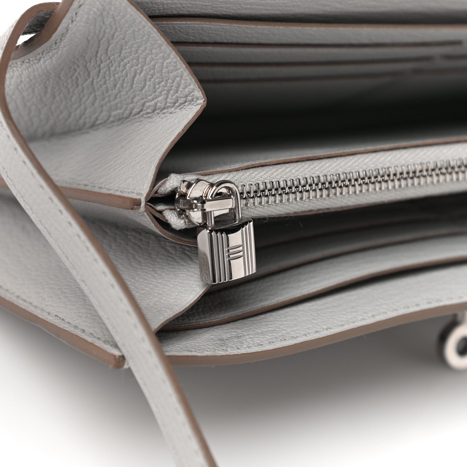 Hermes Chevre Mysore Kelly Longue Wallet Gris Perle 10 of 16