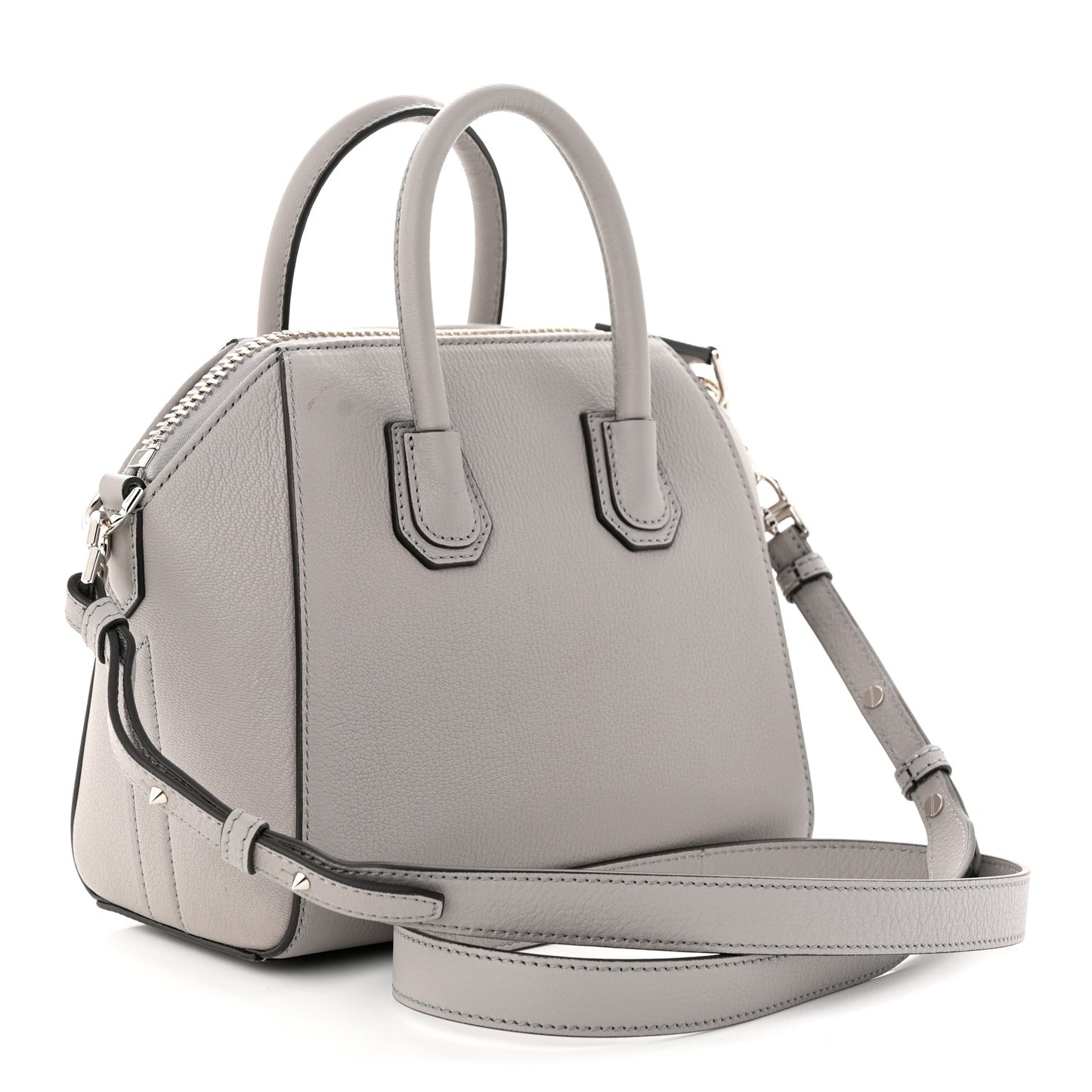 Sugar Goatskin Mini Antigona Pearl Grey